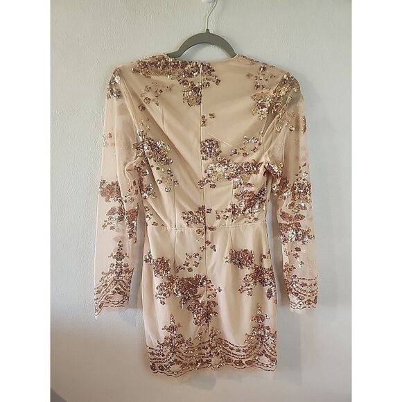 Southern Fried Chics Cocktail Dress with sequins Women’s Size Extra Small Beige - Picture 6 of 6